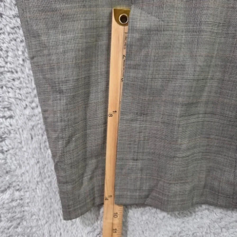 Banana Republic Gray Plaid Wool Blend Pencil Midi Skirt Women's 12 Lined Stretch